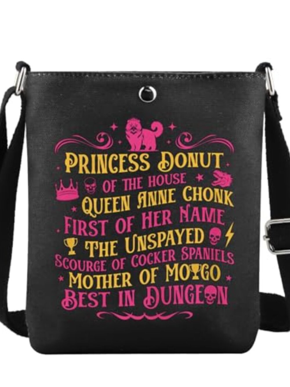 Canvas Crossbody Bag Compact Zipper Travel Purse Cat Letter Print